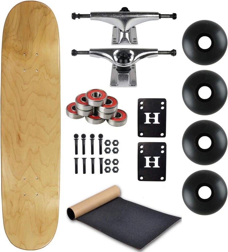 MOOSE Blank Skateboard Complete 7.5" Natural with Silver Trucks and Black Wheels - Image 1